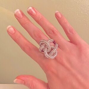 Charming Charlie Sparkling Crystal Circles Rhodium Plated Cocktail Ring
